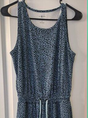 Lou & Grey Space-Dyed / Spotted Knit Drawstring Tank Dress